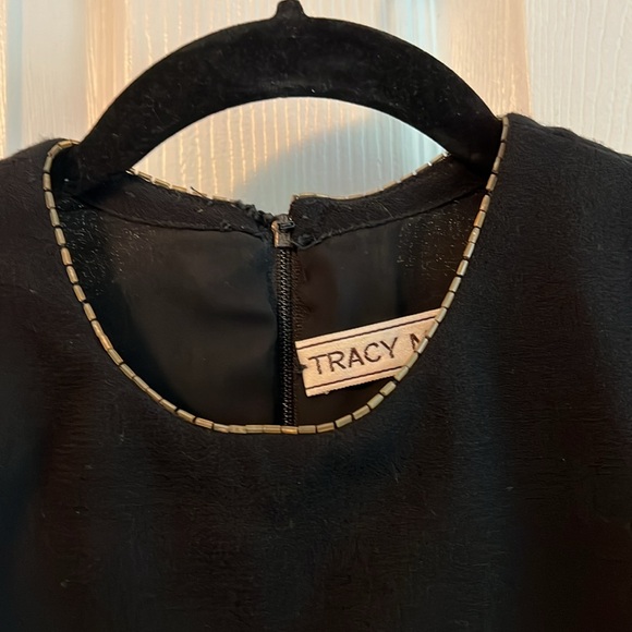 Perfect Black crepe 100% wool lined wrap dress,  exceptional beading. - Picture 6 of 8